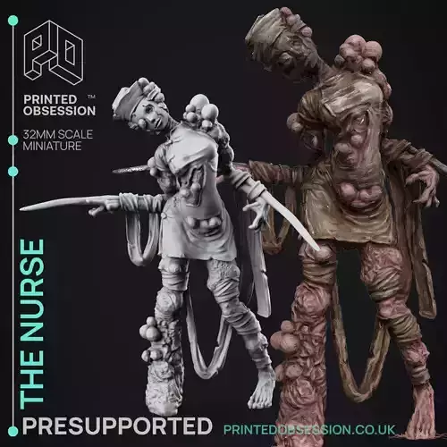 The Nurse - 3D Printable TTRPG - PRESUPPORTED - 32mm Scale 3D print model
