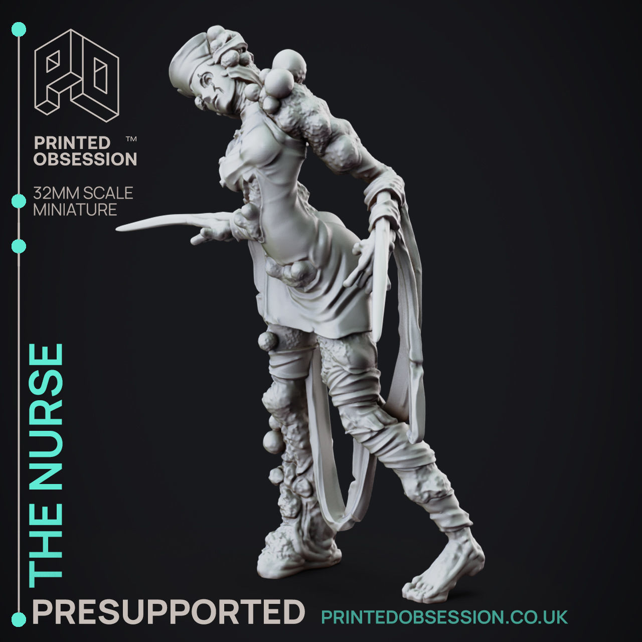 The Nurse - 3D Printable TTRPG - PRESUPPORTED - 32mm Scale 3D print model_7