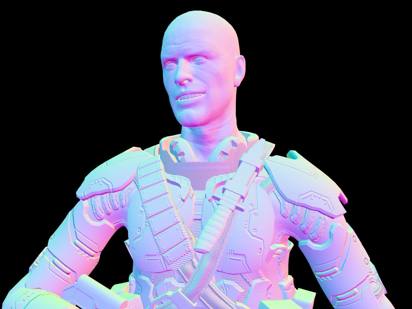 Sci-fi armored human warrior gameready character model Low-poly 3D model_34
