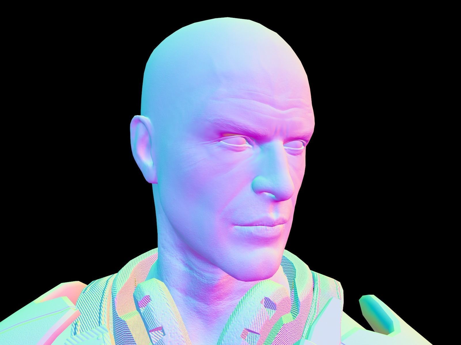 Sci-fi armored human warrior gameready character model Low-poly 3D model_33