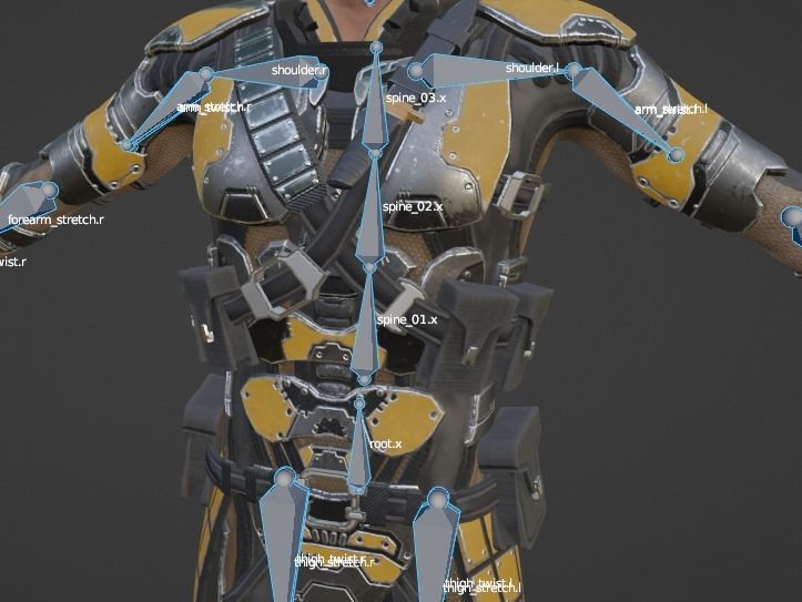 Sci-fi armored human warrior gameready character model Low-poly 3D model_39