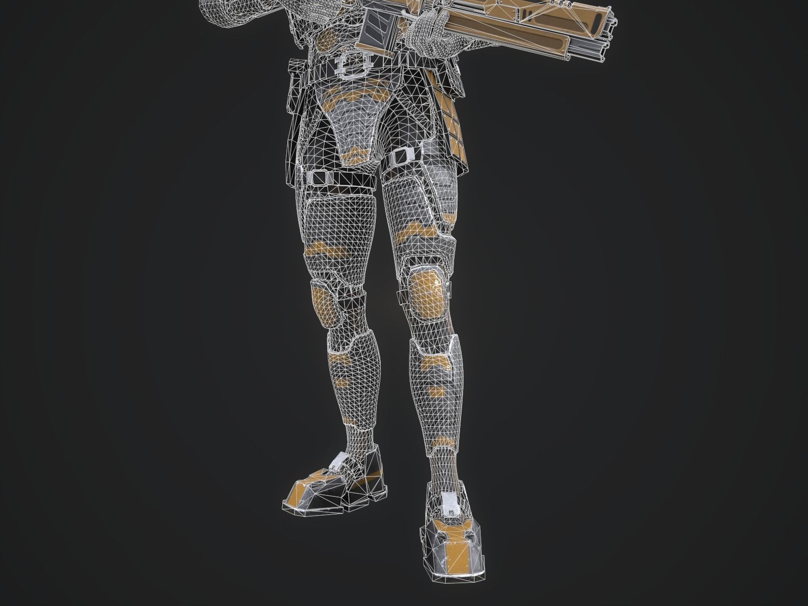 Sci-fi armored human warrior gameready character model Low-poly 3D model_29