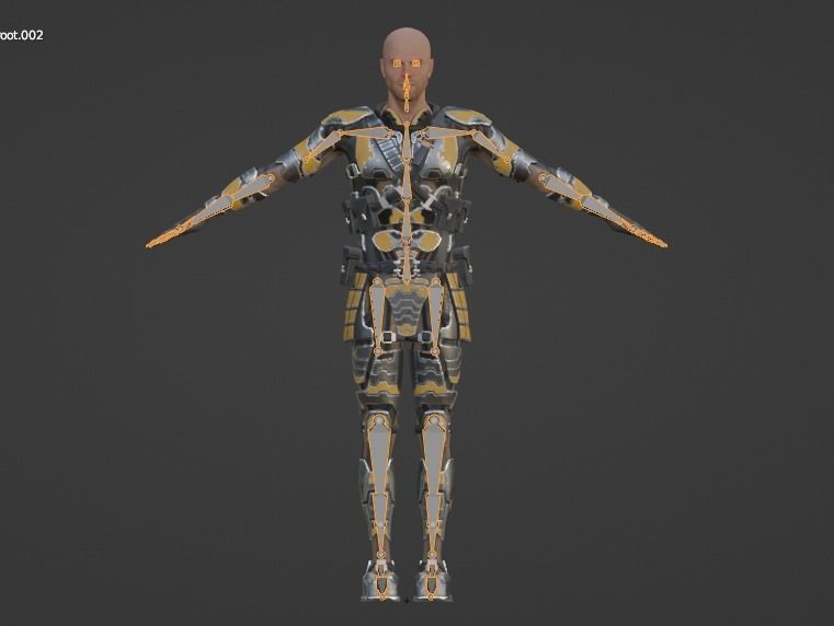 Sci-fi armored human warrior gameready character model Low-poly 3D model_37
