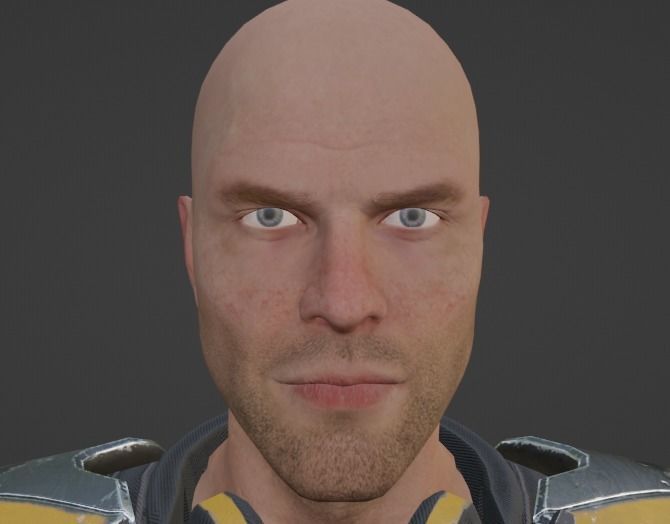 Sci-fi armored human warrior gameready character model Low-poly 3D model_44