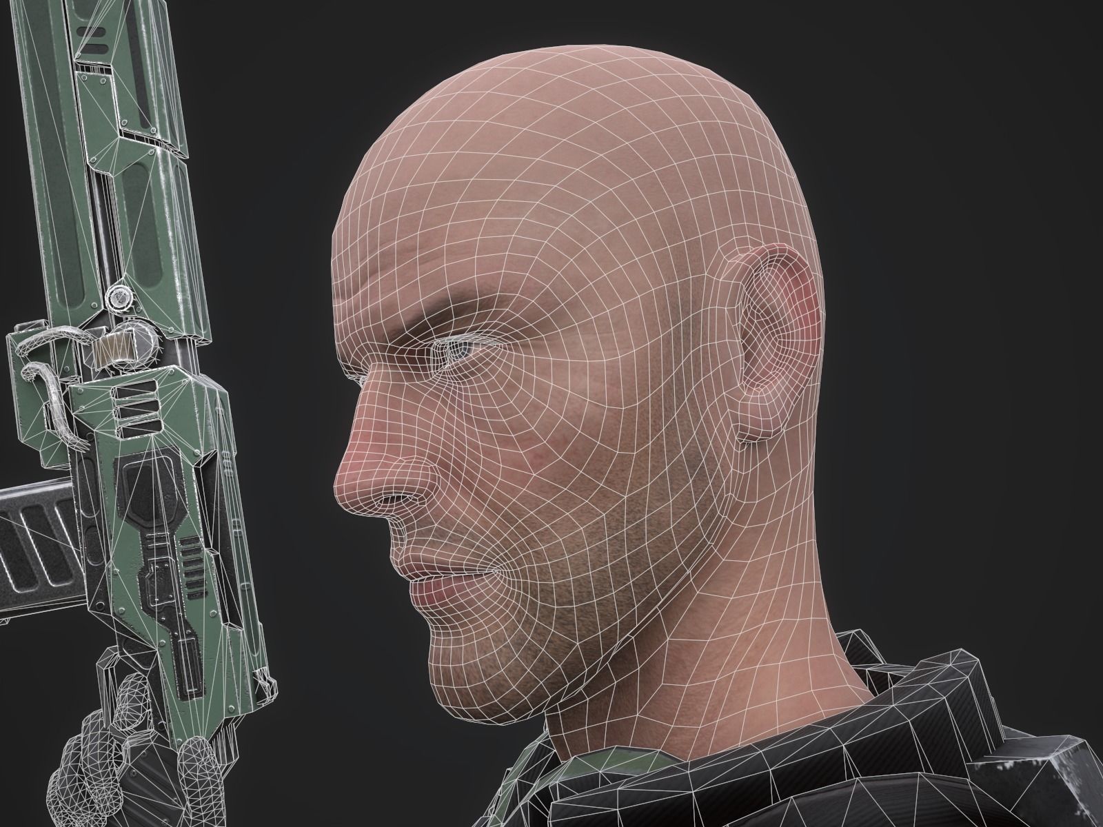 Sci-fi armored human warrior gameready character model Low-poly 3D model_32