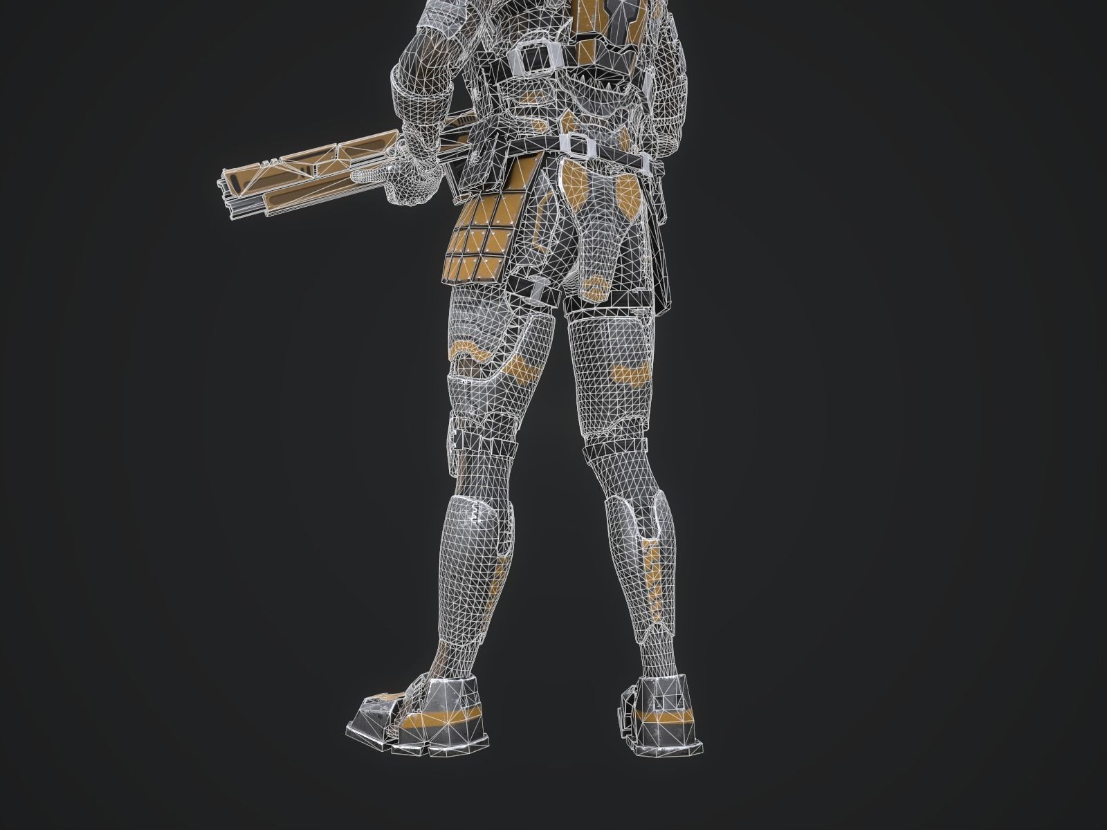 Sci-fi armored human warrior gameready character model Low-poly 3D model_28