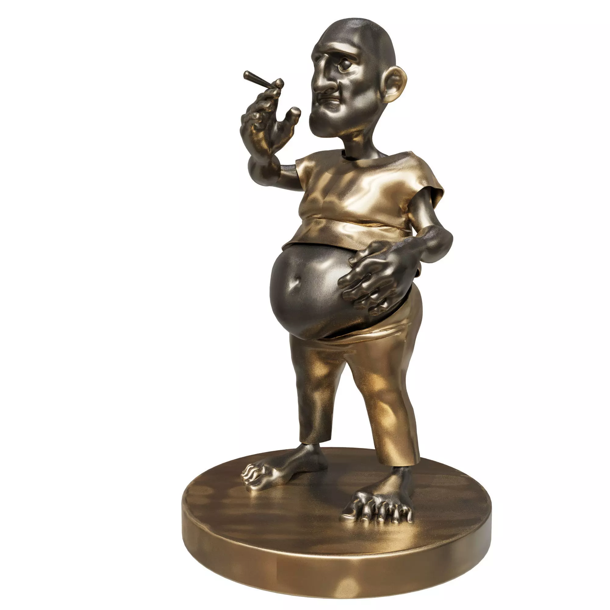 smoker man gold sculpture 3D model_0