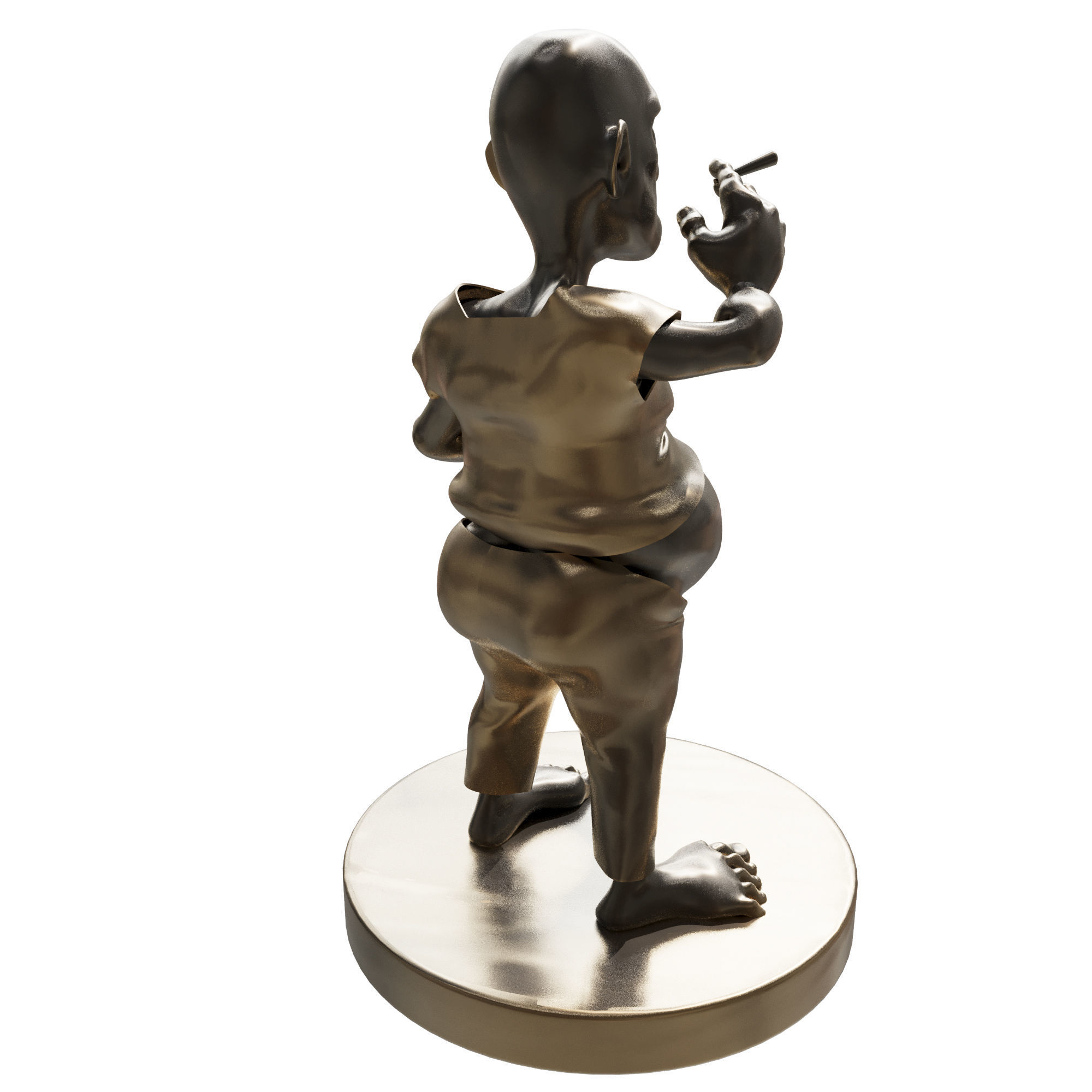 smoker man gold sculpture 3D model_2