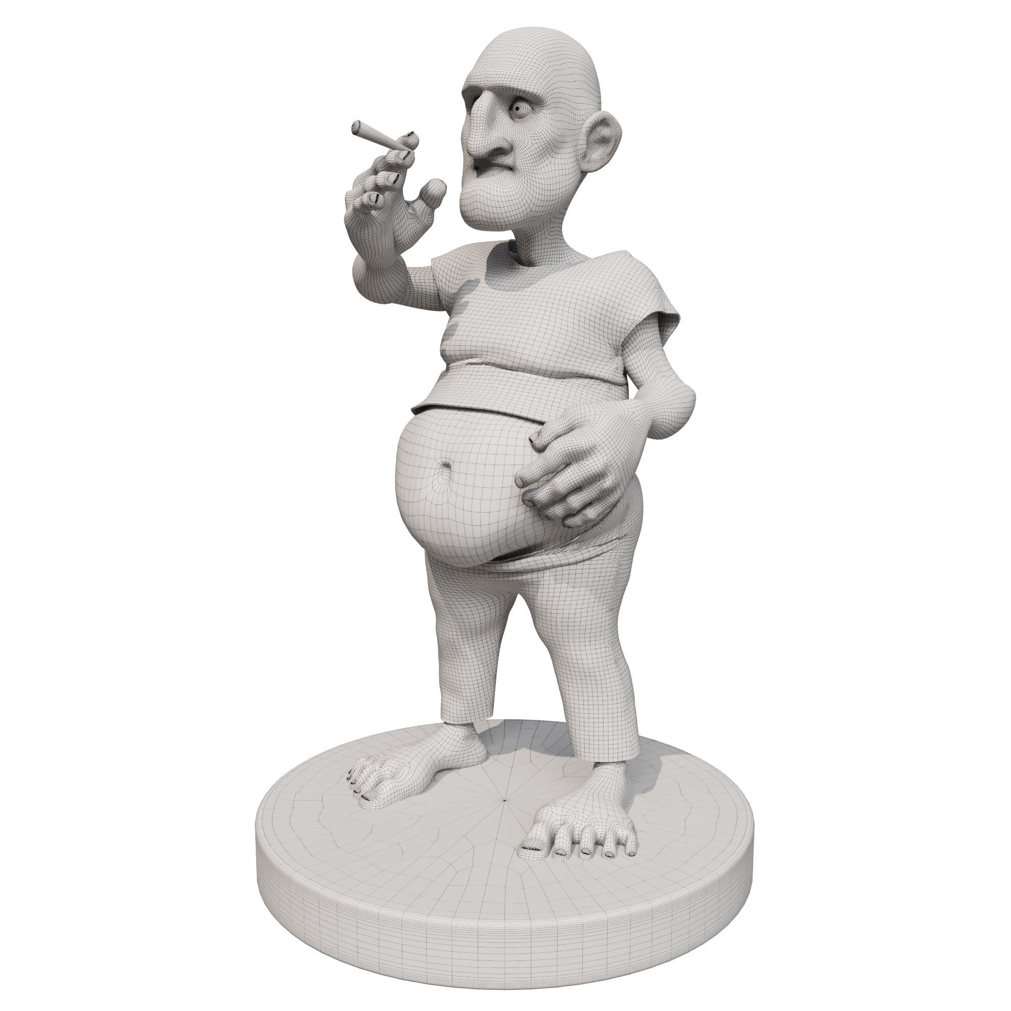 smoker man gold sculpture 3D model_3