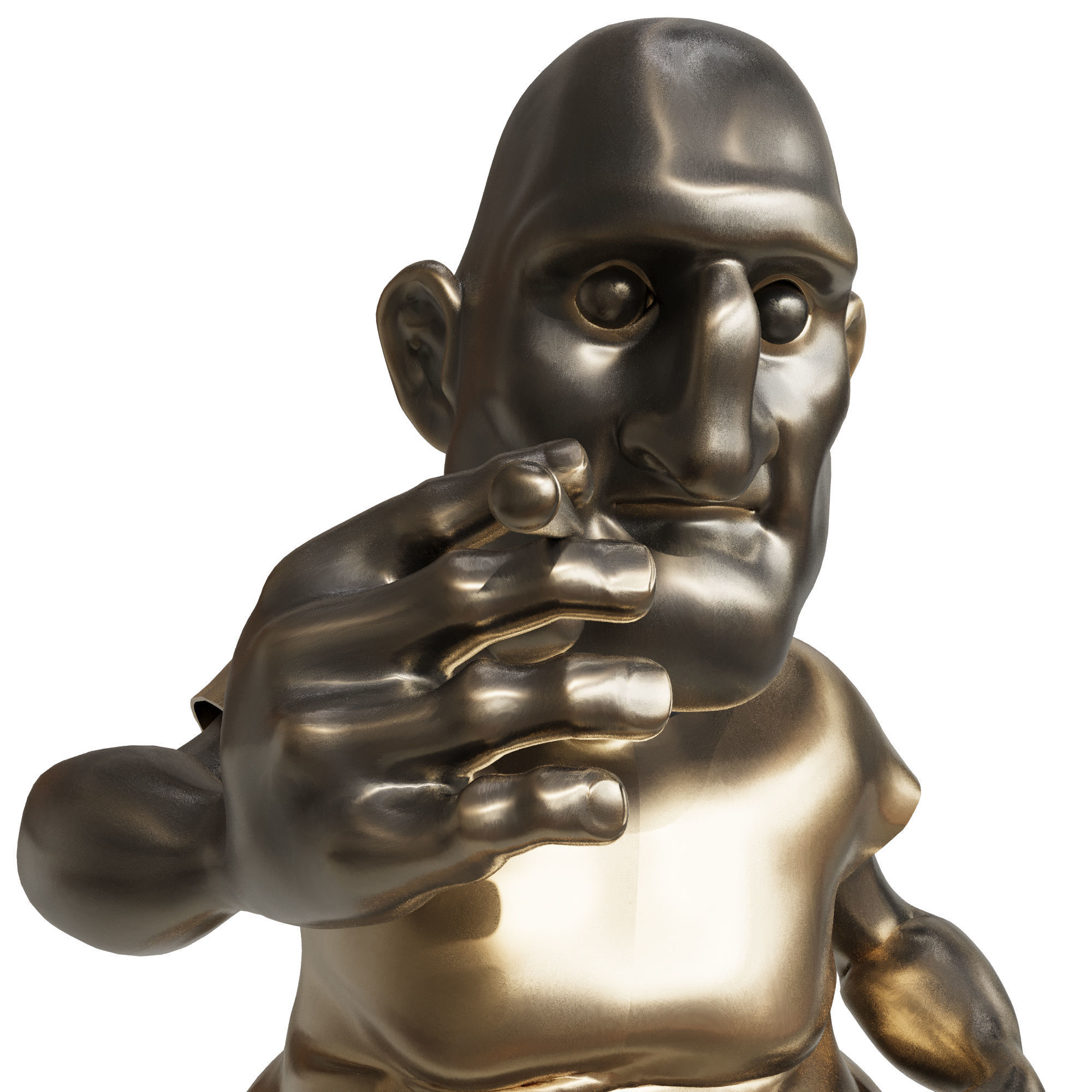 smoker man gold sculpture 3D model_1