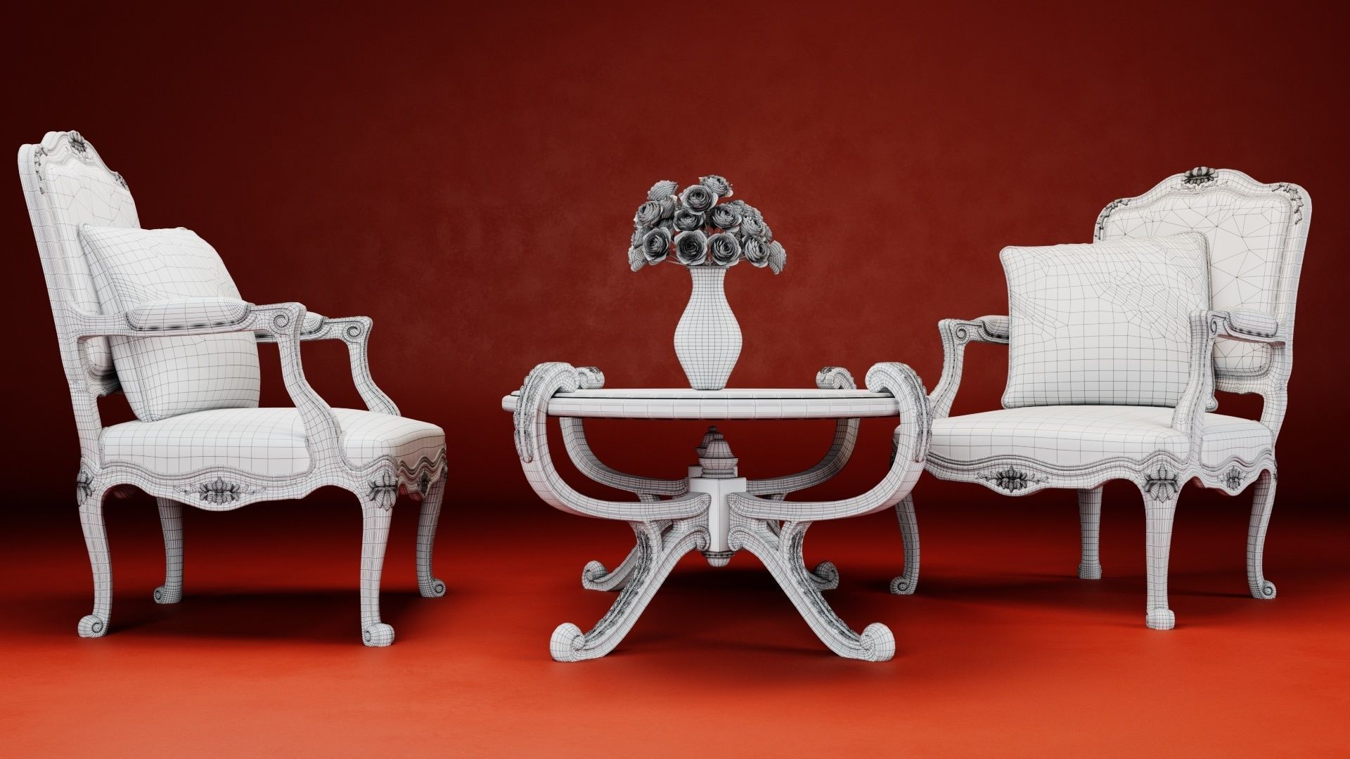 Royal Table Chair 3D model_7