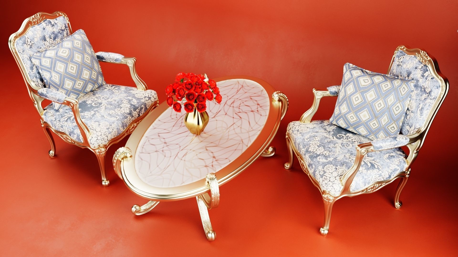 Royal Table Chair 3D model_1