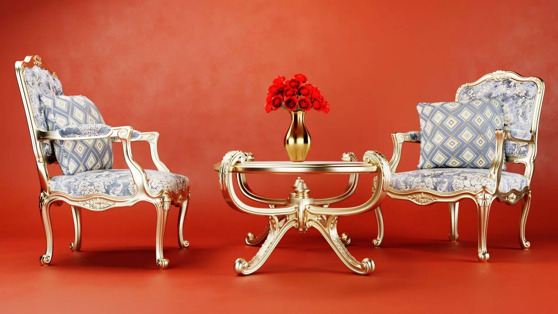 Royal Table Chair 3D model_0