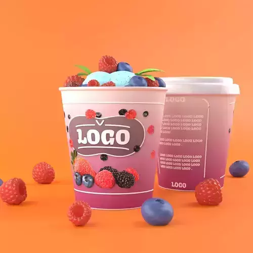 Ice Cream with berries 3D model