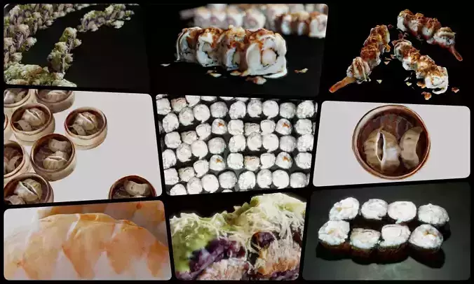 Sushi Restaurant Kit 3D Model Collection