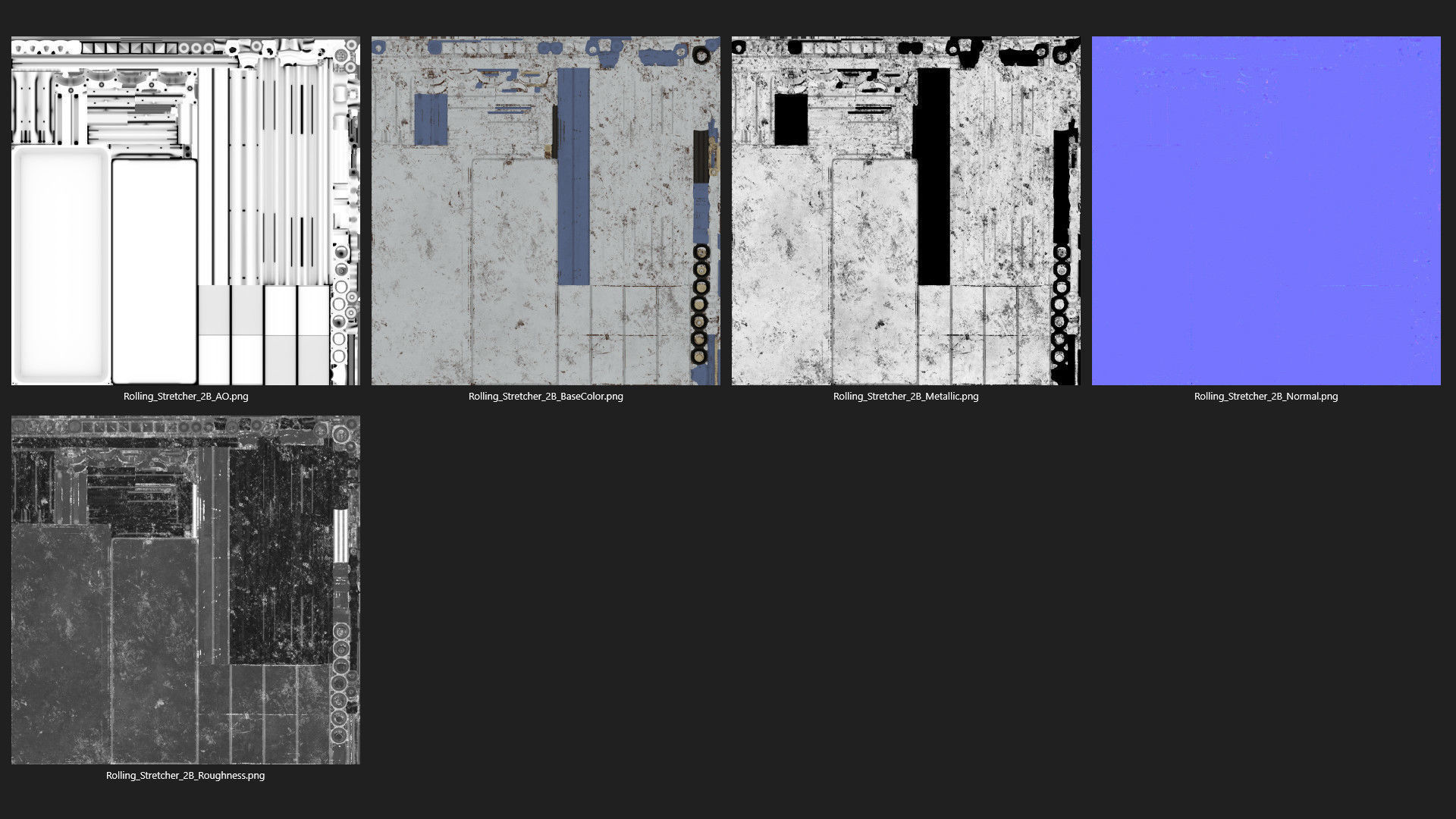 Rolling Stretcher 2B Low-poly 3D model_8