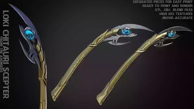 Loki Chitauri Scepter for Cosplay 3D print model