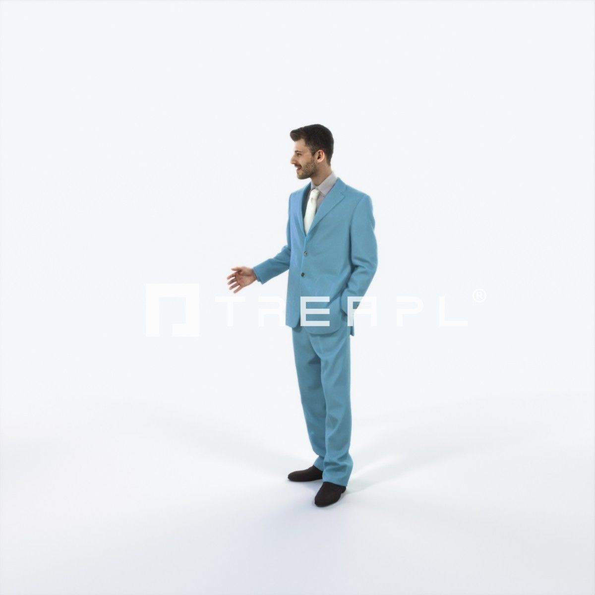 Posture 05J Explaining Couple Elegant Business Man Low-poly 3D model_6