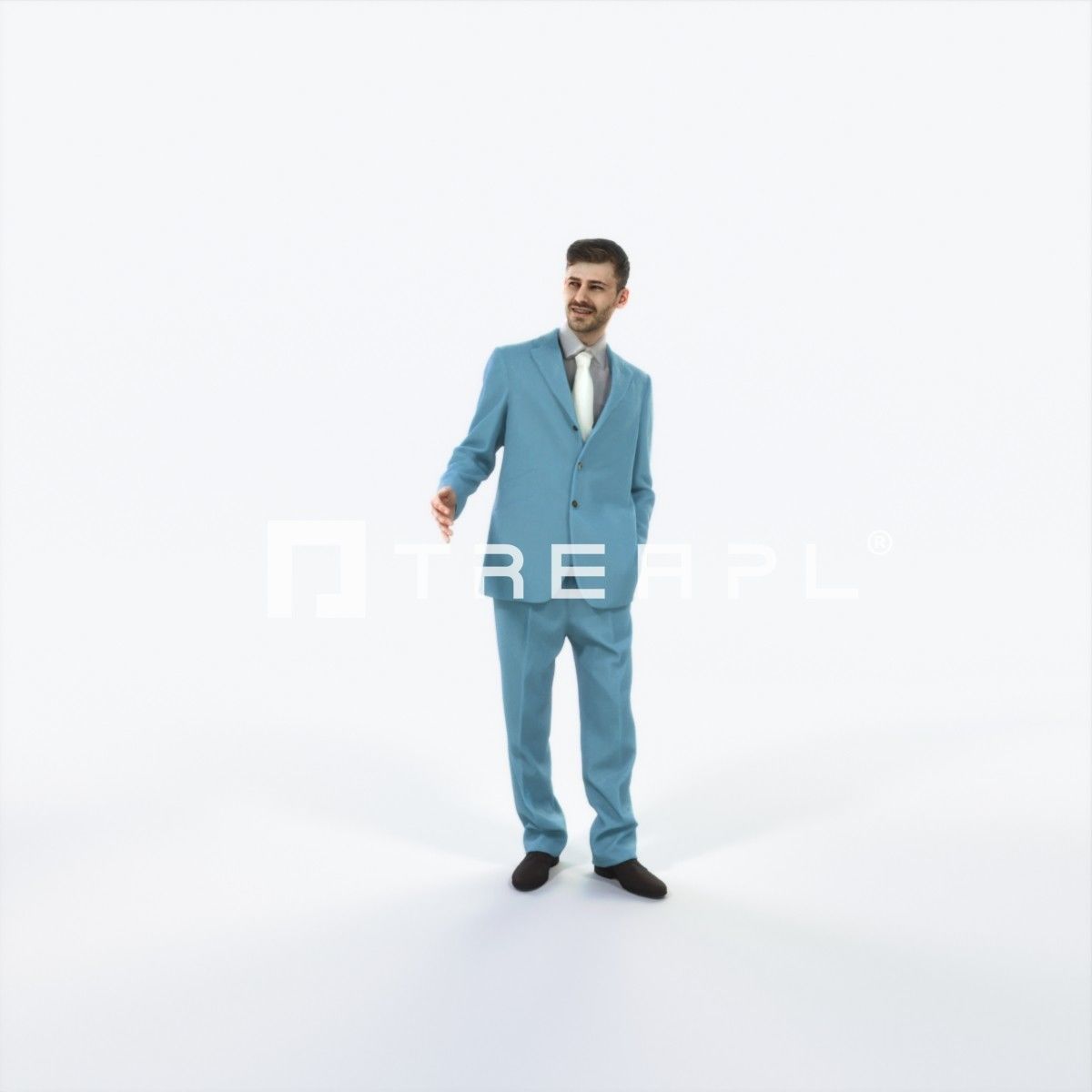 Posture 05J Explaining Couple Elegant Business Man Low-poly 3D model_1