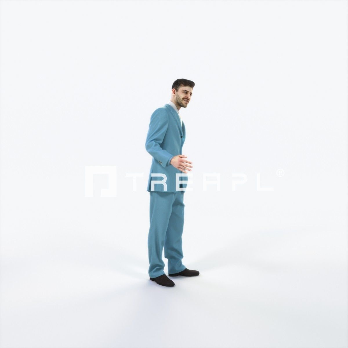 Posture 05J Explaining Couple Elegant Business Man Low-poly 3D model_2