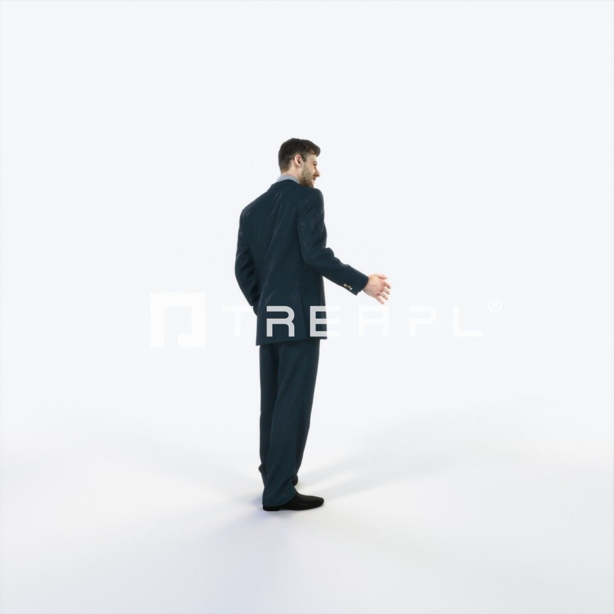 Posture 05F Explaining Couple Elegant BusinessMan Low-poly 3D model_3