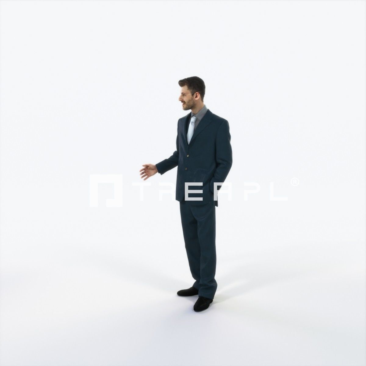 Posture 05F Explaining Couple Elegant BusinessMan Low-poly 3D model_6