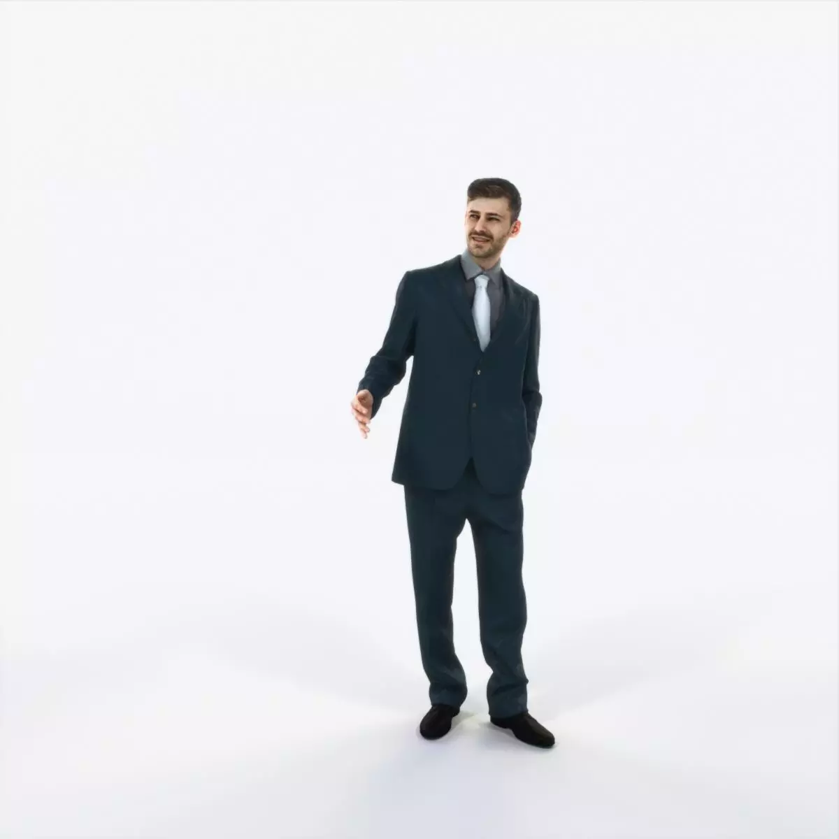 Posture 05F Explaining Couple Elegant BusinessMan Low-poly 3D model_0