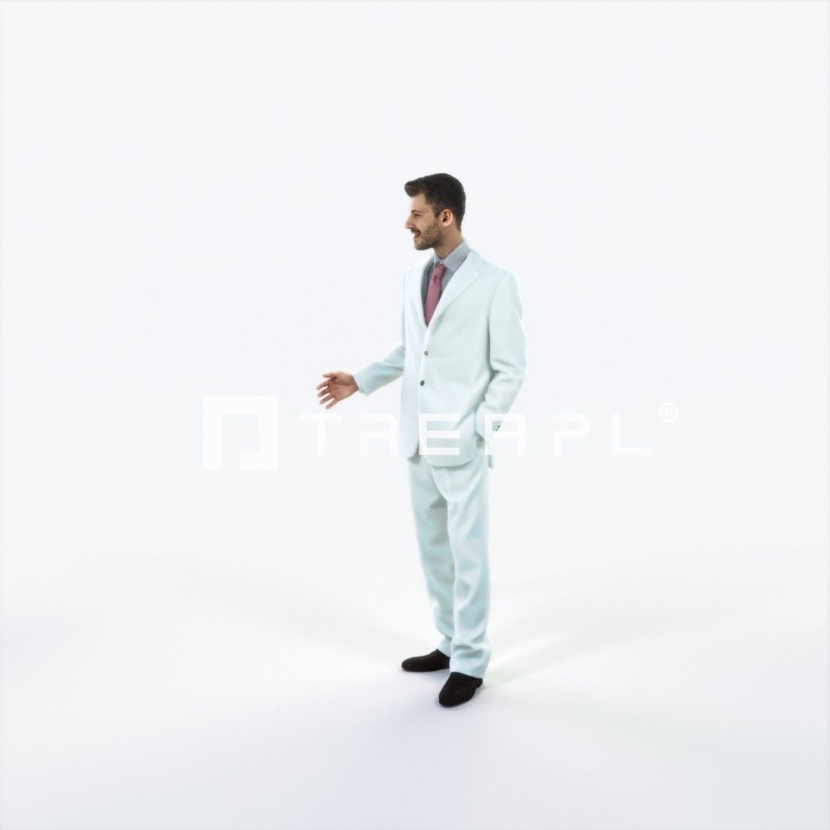 Posture 05C Explaining Couple Elegant BusinessMan Low-poly 3D model_6