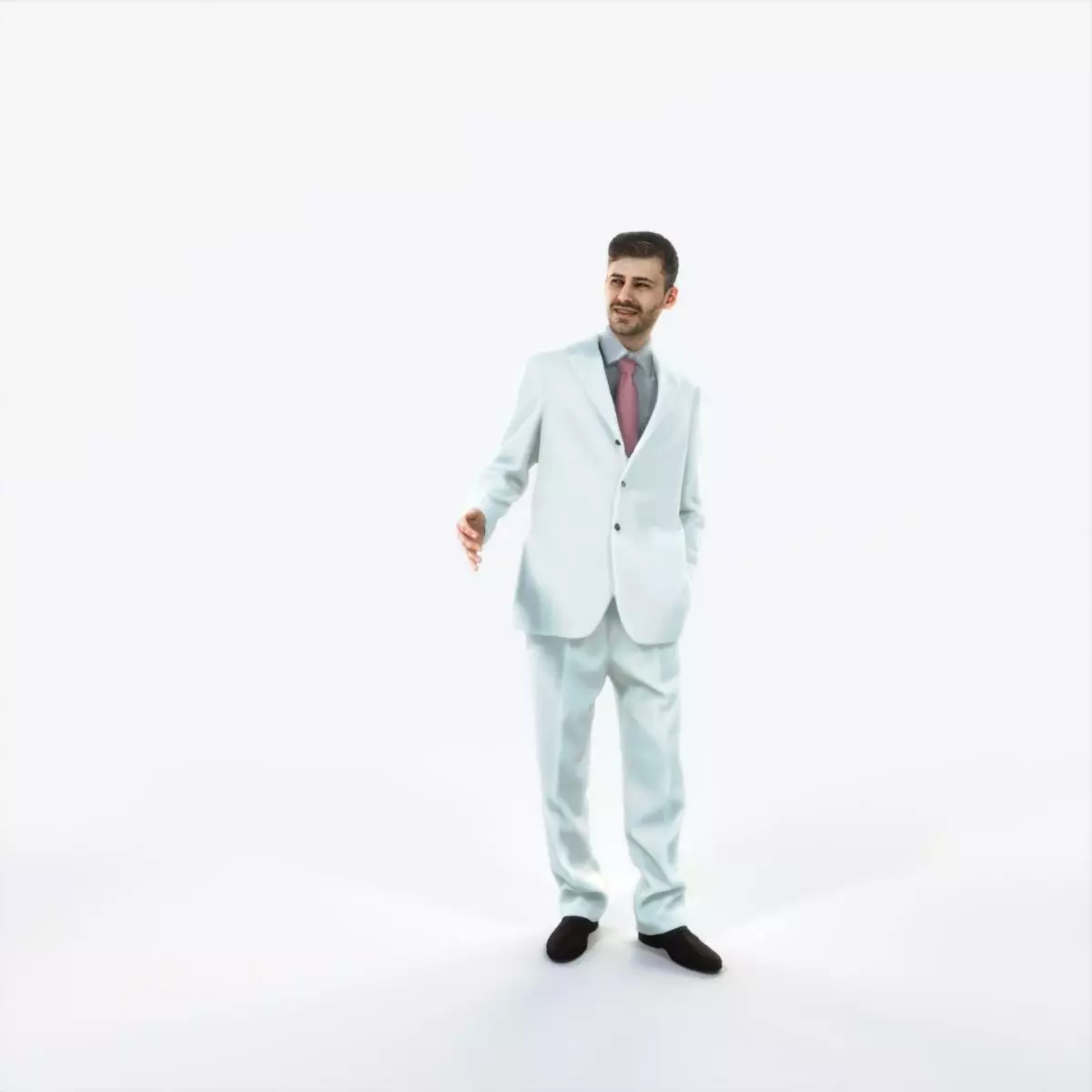 Posture 05C Explaining Couple Elegant BusinessMan Low-poly 3D model_0