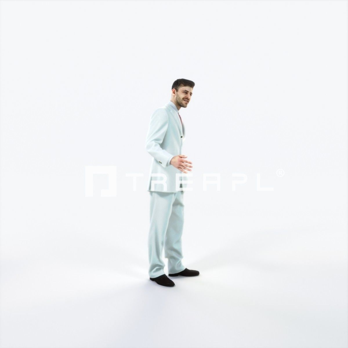 Posture 05C Explaining Couple Elegant BusinessMan Low-poly 3D model_2