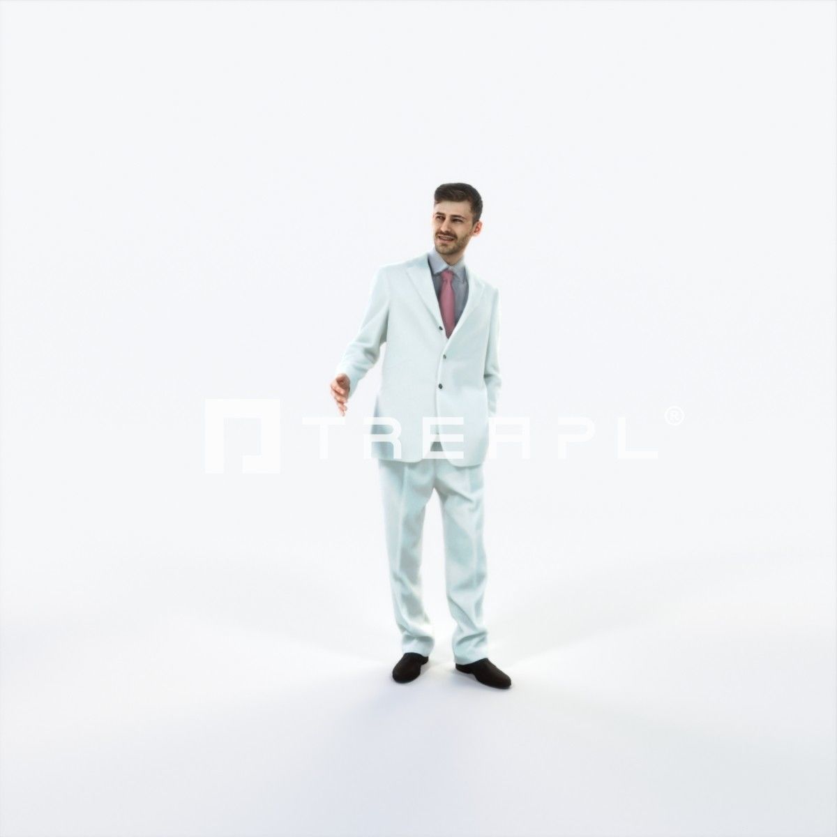 Posture 05C Explaining Couple Elegant BusinessMan Low-poly 3D model_1