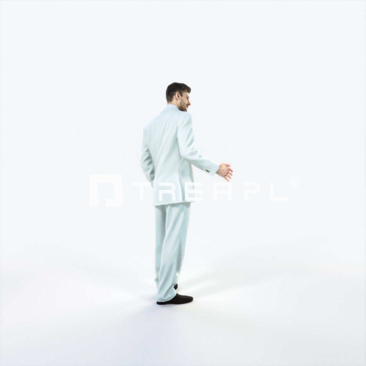 Posture 05C Explaining Couple Elegant BusinessMan Low-poly 3D model_3