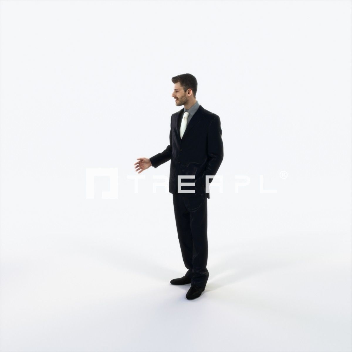 Posture 05A Explaining Couple Elegant Business Man Low-poly 3D model_6