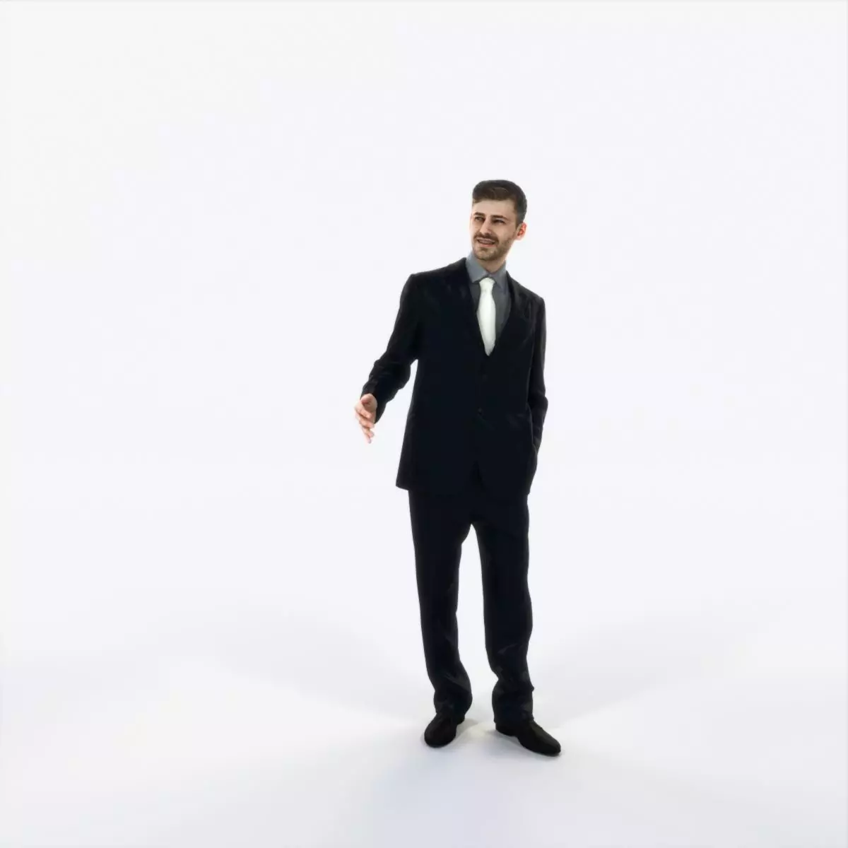 Posture 05A Explaining Couple Elegant Business Man Low-poly 3D model_0