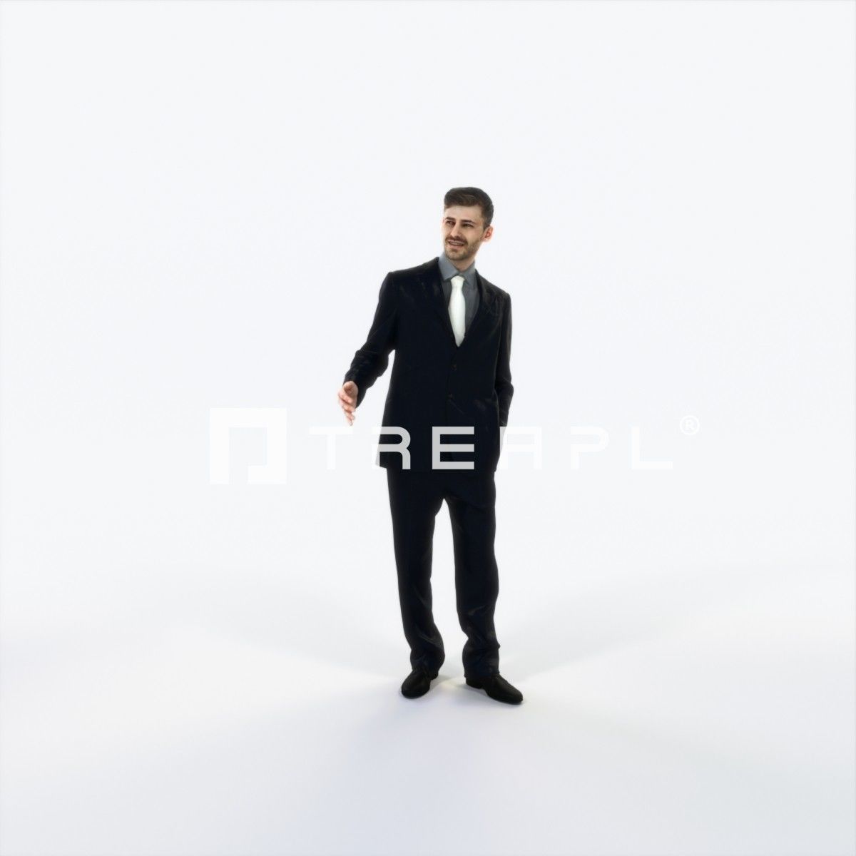 Posture 05A Explaining Couple Elegant Business Man Low-poly 3D model_1