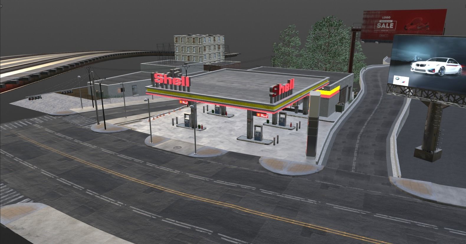 Gas Station Envronment 3D model_11