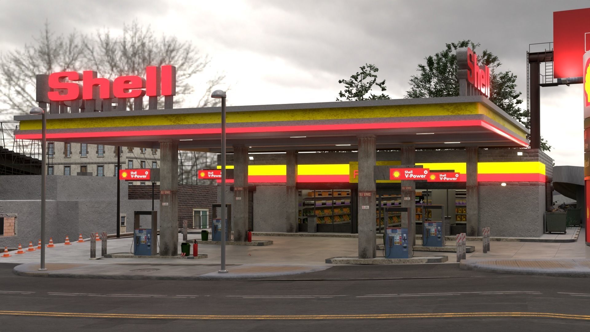 Gas Station Envronment 3D model_5