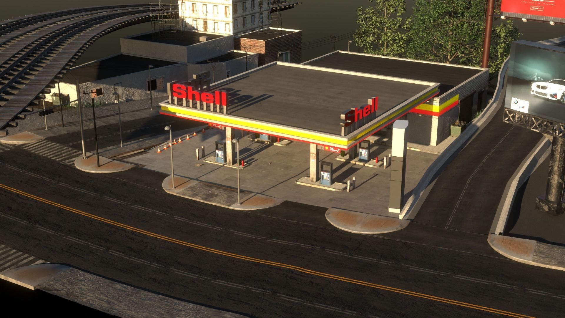 Gas Station Envronment 3D model_2