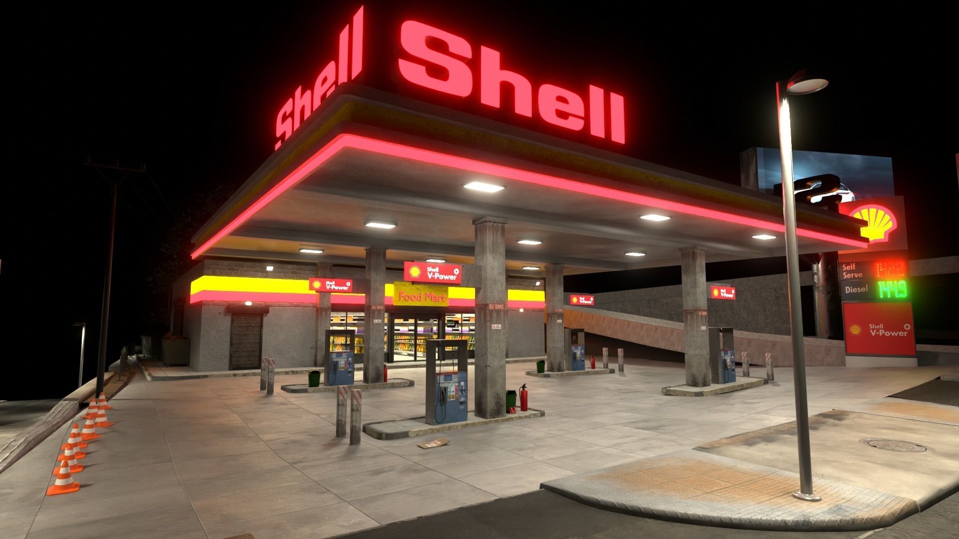 Gas Station Envronment 3D model_8