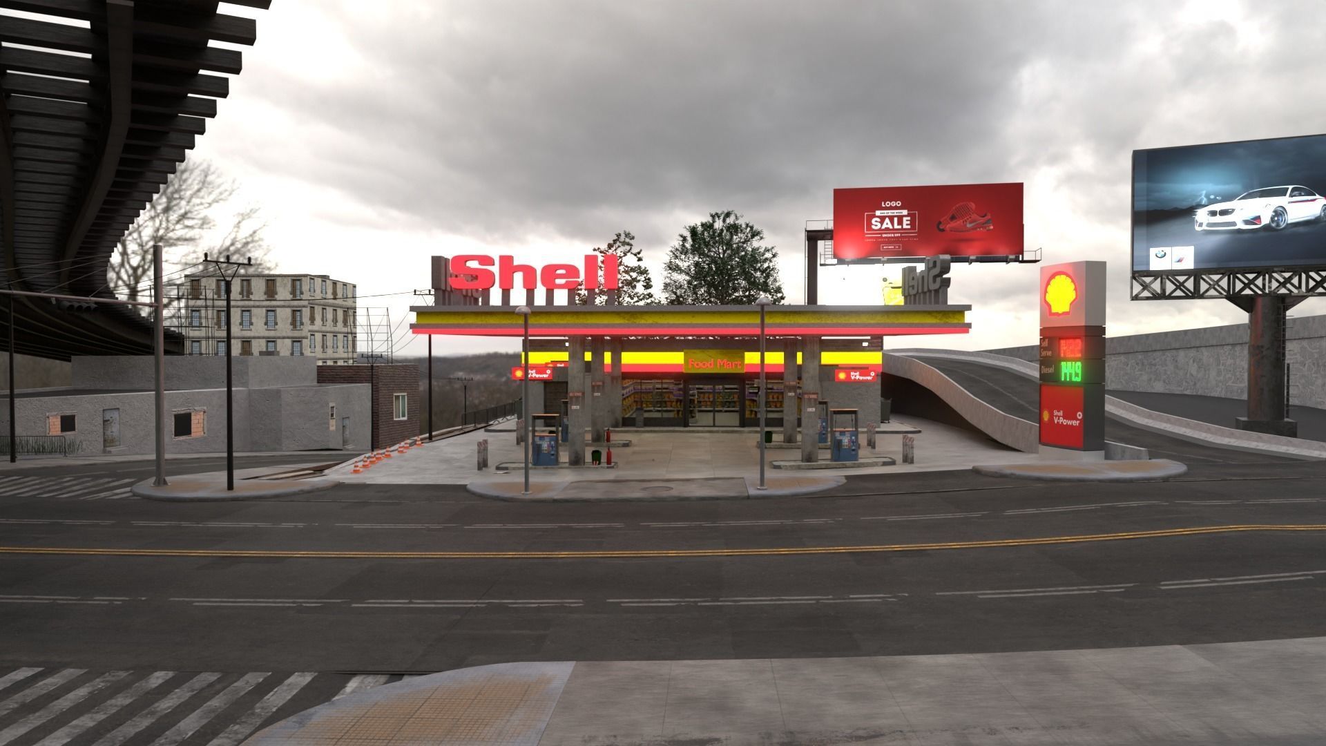 Gas Station Envronment 3D model_3