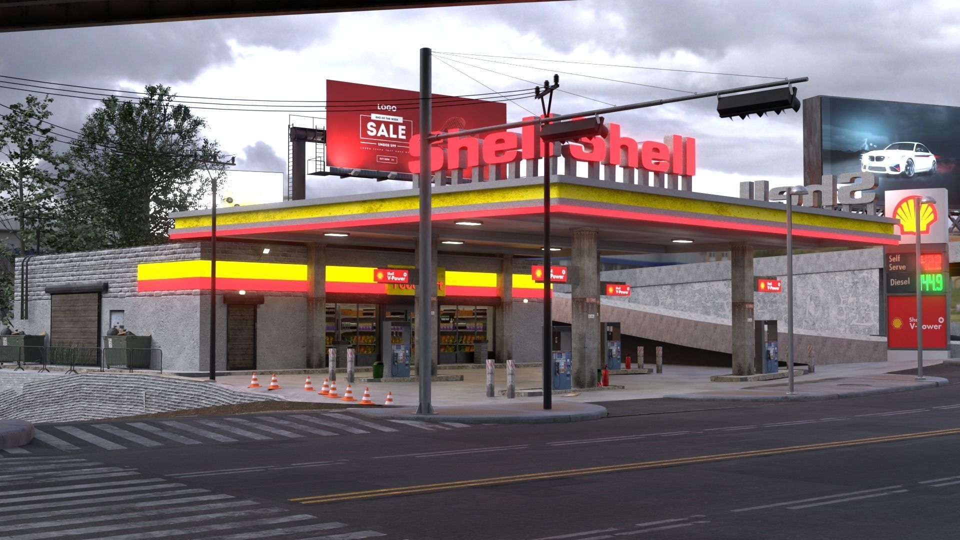 Gas Station Envronment 3D model_6