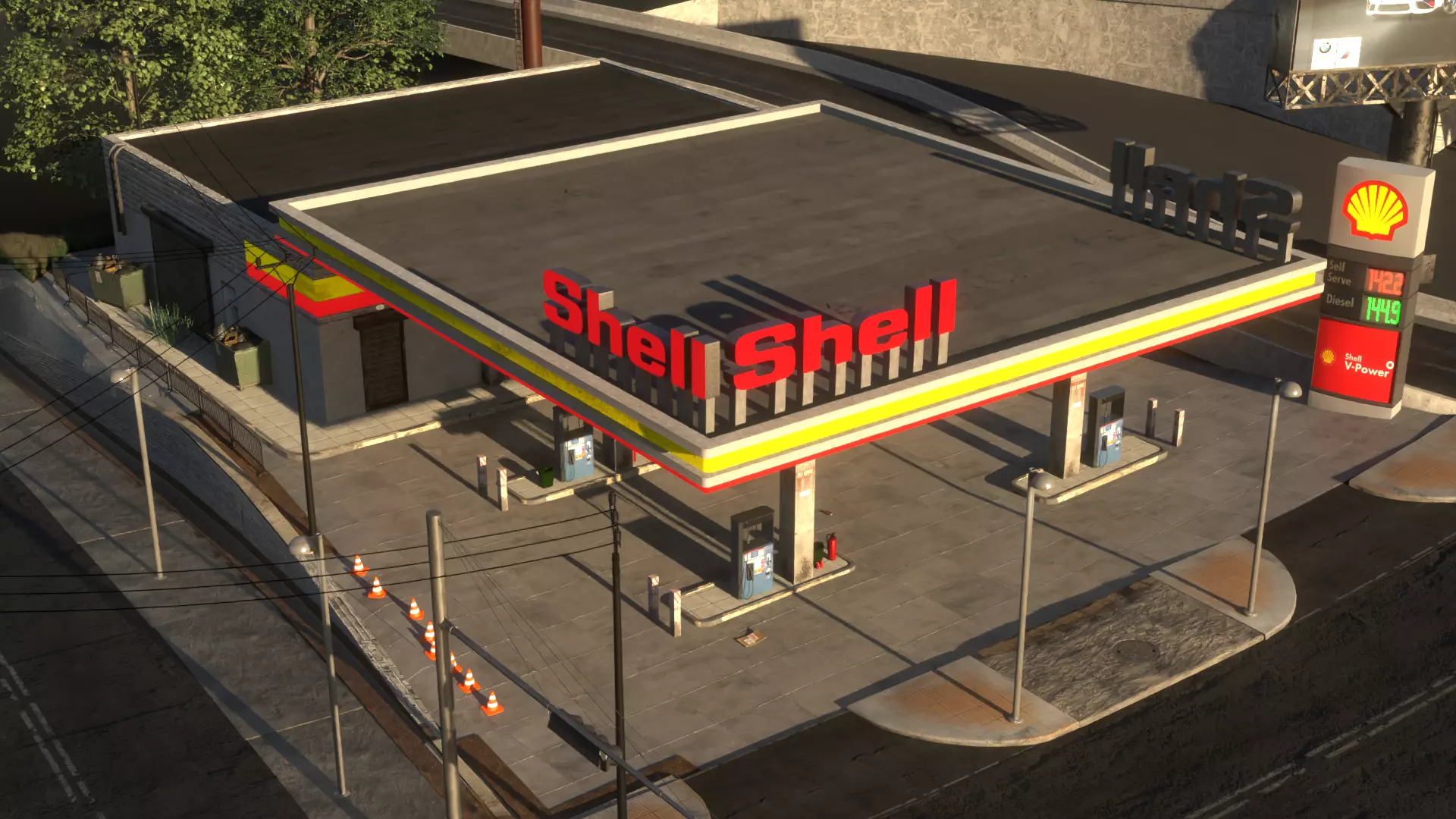 Gas Station Envronment 3D model_0