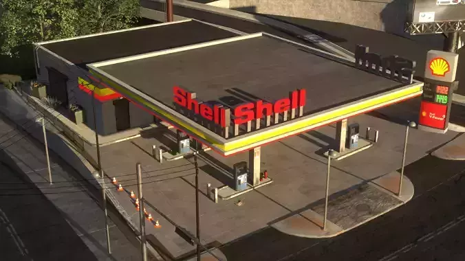 Gas Station Envronment 3D model
