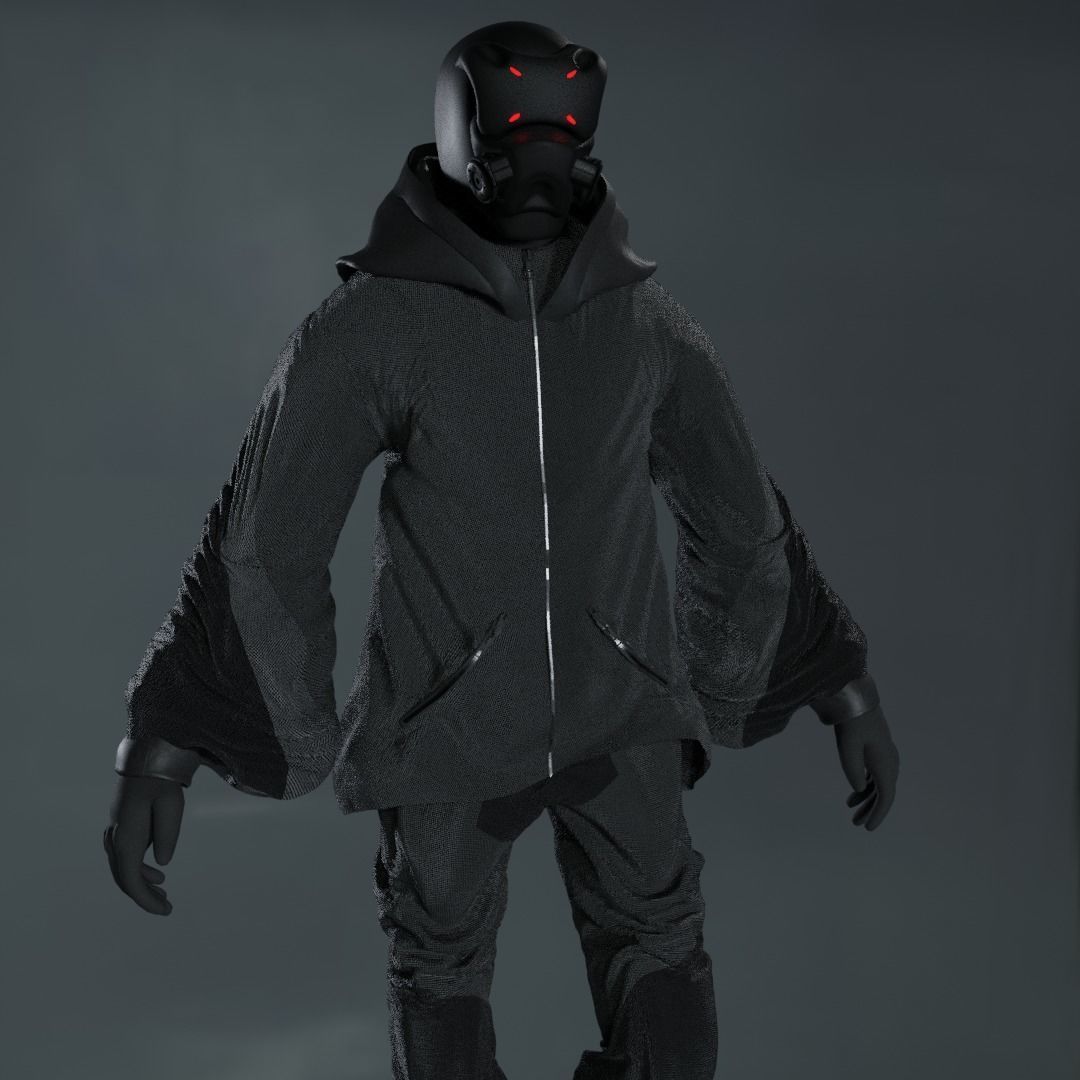 Cyberpunk Character - Scifi streetwear Low-poly 3D model_16