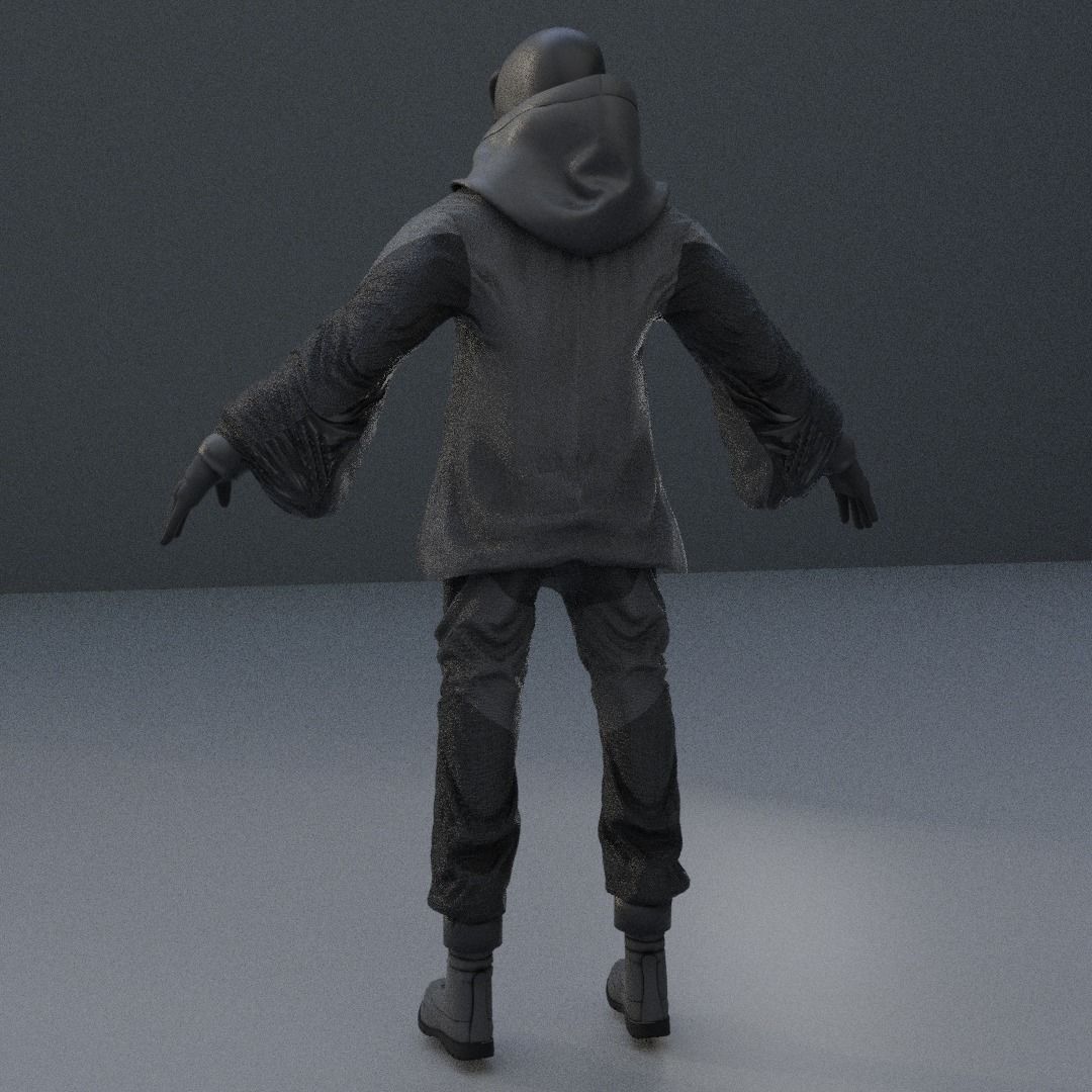 Cyberpunk Character - Scifi streetwear Low-poly 3D model_5