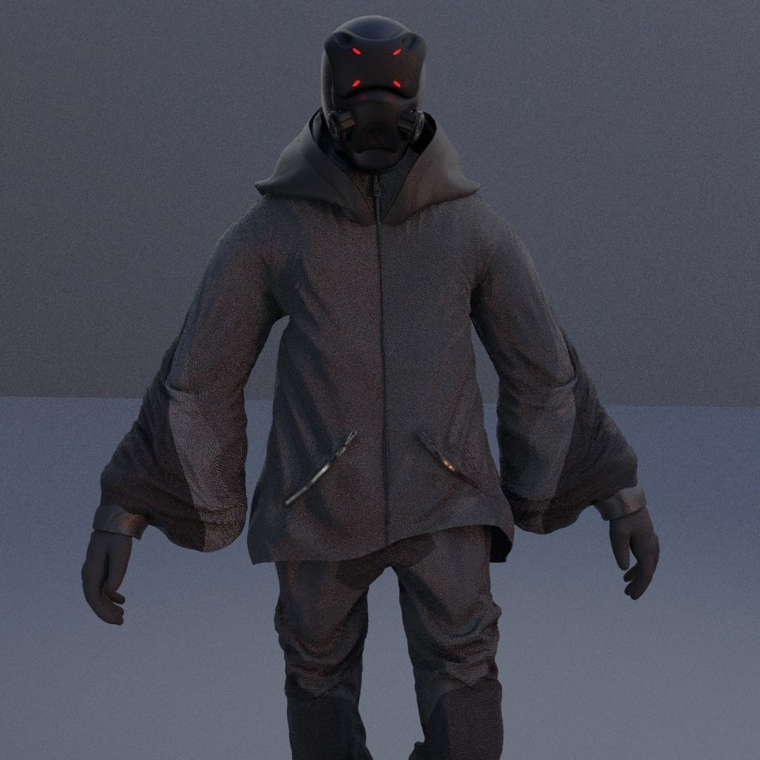 Cyberpunk Character - Scifi streetwear Low-poly 3D model_19
