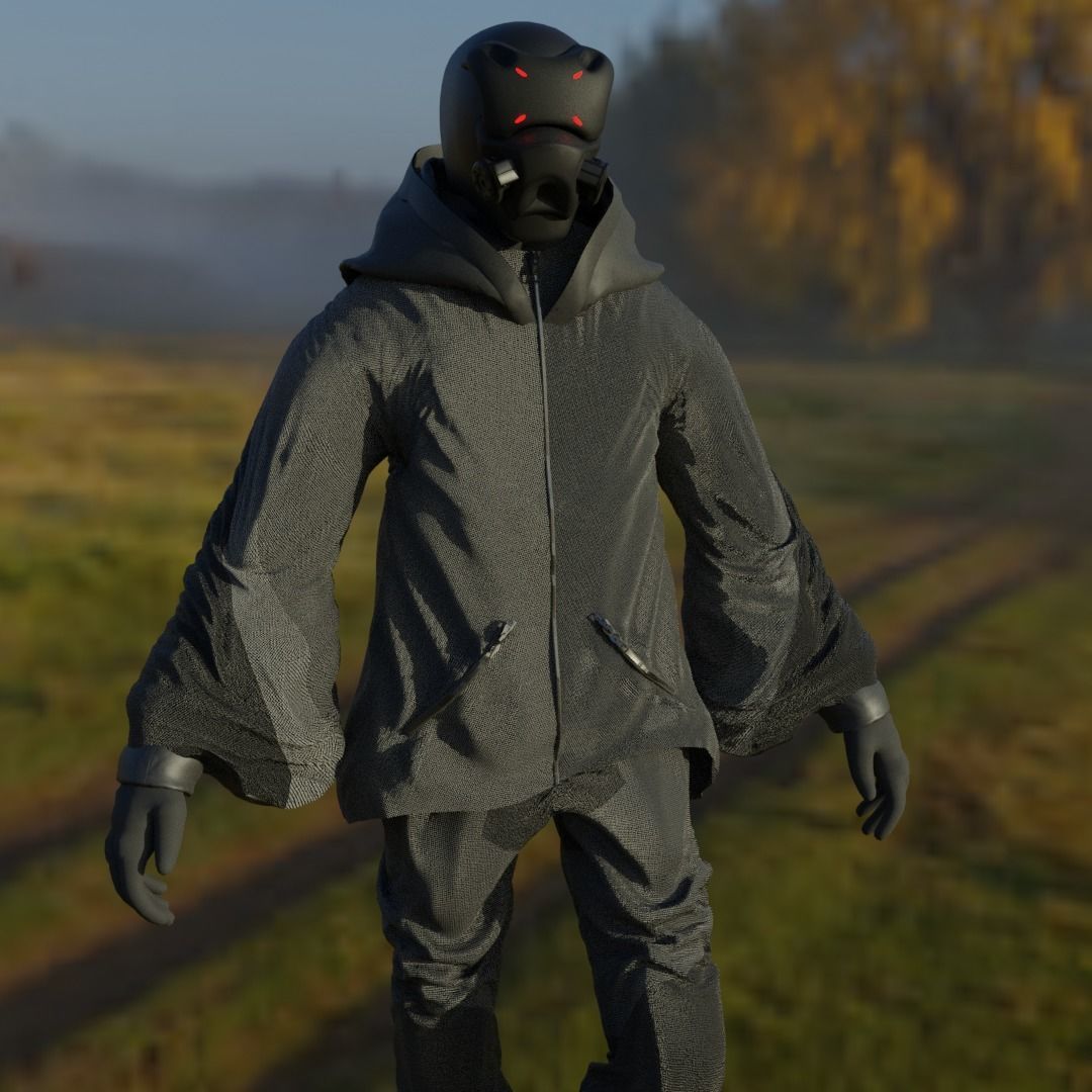 Cyberpunk Character - Scifi streetwear Low-poly 3D model_17