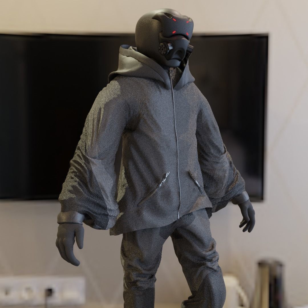 Cyberpunk Character - Scifi streetwear Low-poly 3D model_14
