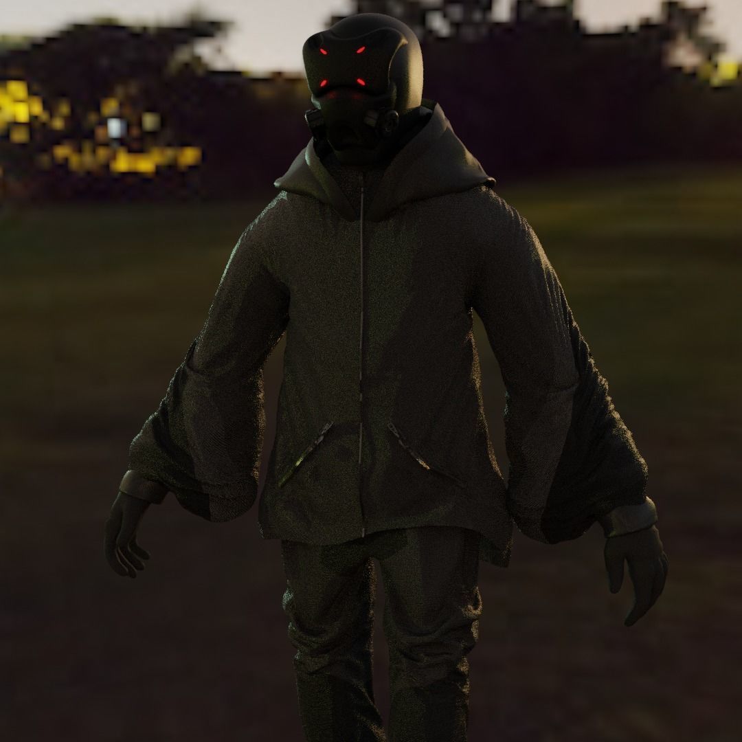 Cyberpunk Character - Scifi streetwear Low-poly 3D model_15