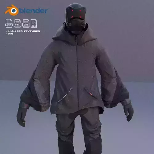 Cyberpunk Character - Scifi streetwear Low-poly 3D model